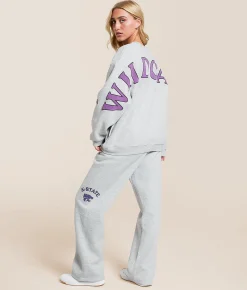 HYPE AND VICE K-State Wildcats Oversized Pullover Heather Grey Best