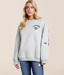 Tops | HYPE AND VICE K-State Wildcats Oversized Pullover Heather Grey