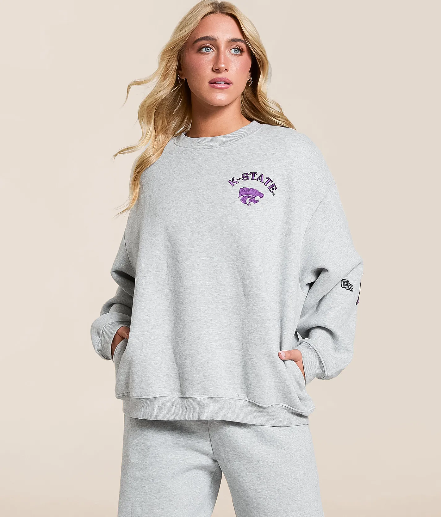 Tops | HYPE AND VICE K-State Wildcats Oversized Pullover Heather Grey