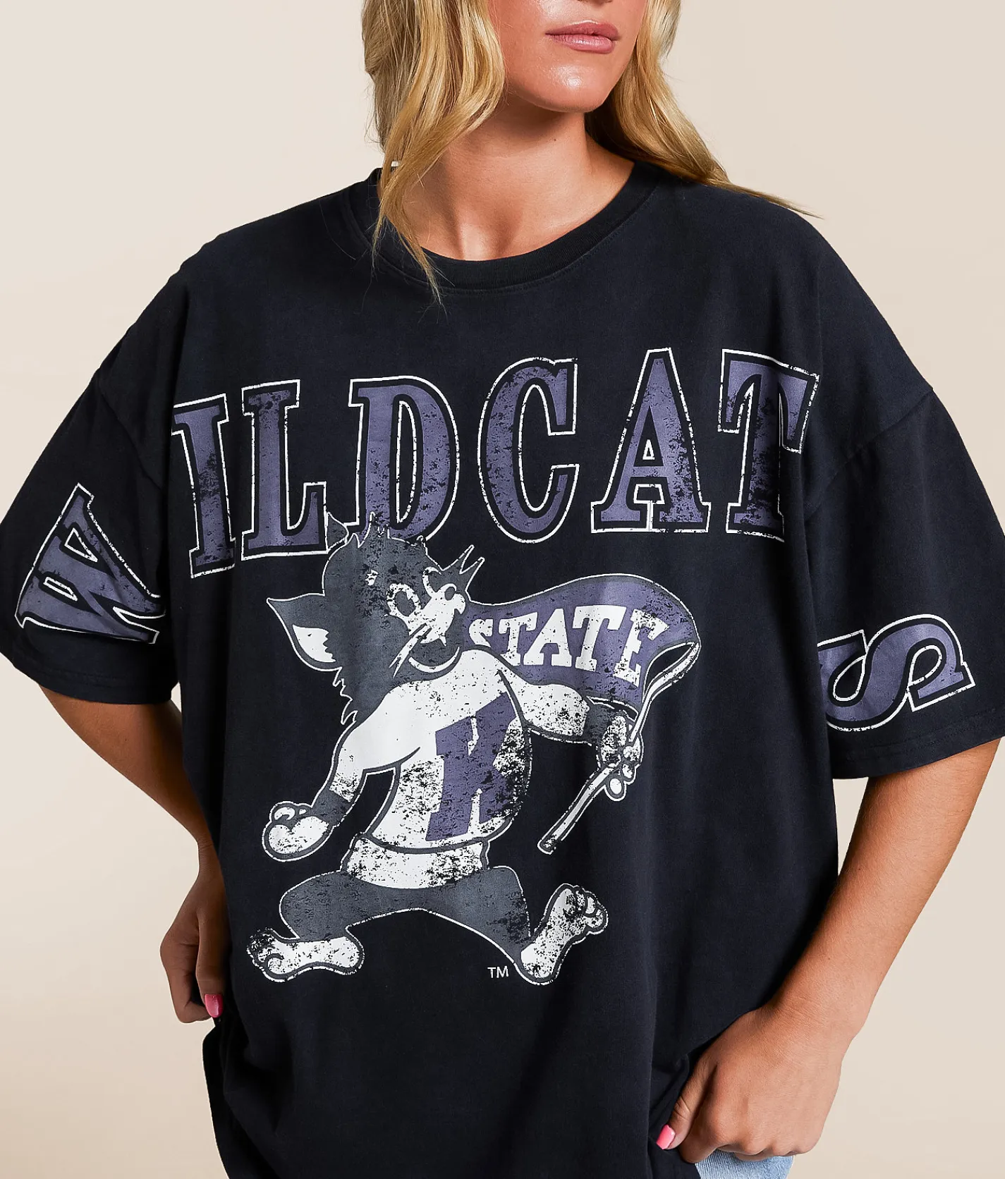 Tops | Gameday SOCIAL® K-State Wildcats Oversized T-Shirt Black