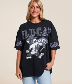 Tops | Gameday SOCIAL® K-State Wildcats Oversized T-Shirt Black