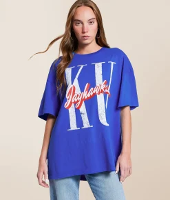 Gameday SOCIAL® KU Jayhawks Oversized T-Shirt Washed Royal New