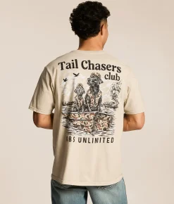 Tops|Graphic T-Shirts | Tail Chasers Club Labs Unlimited T-Shirt Ivory Pigment Dye