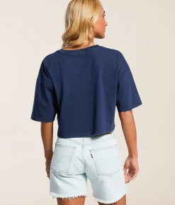 Tops | FITZ + EDDI LA California Cropped T-Shirt Mood Indigo
