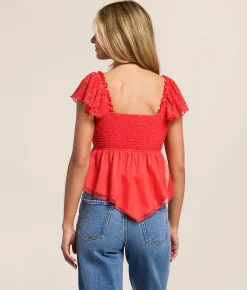 Tops | Willow & Root Lace & Swiss Dot Mesh Hanky Top Bittersweet