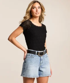 Tops | Willow & Root Lace Boatneck Top Cream