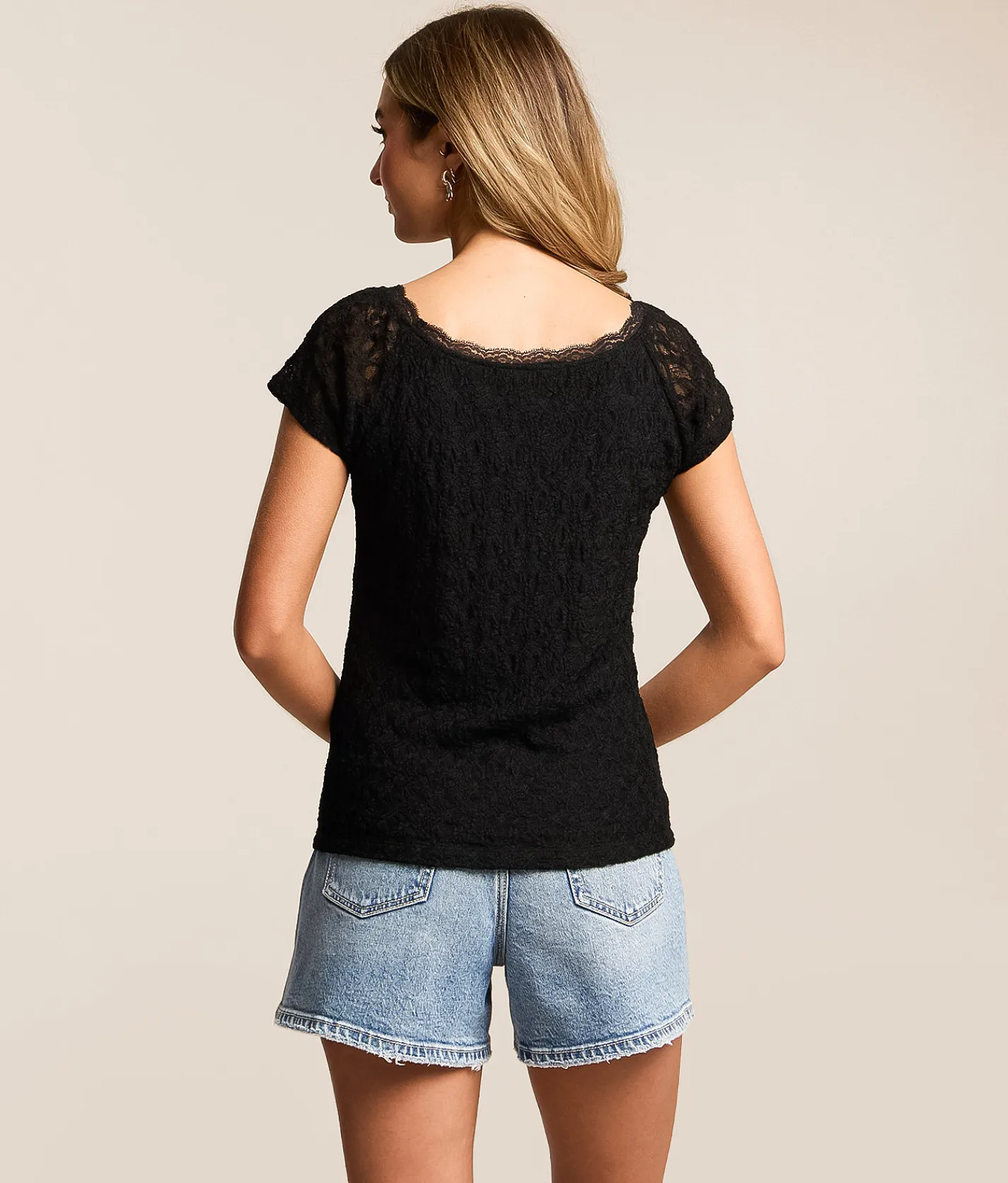 Tops | Willow & Root Lace Boatneck Top Cream