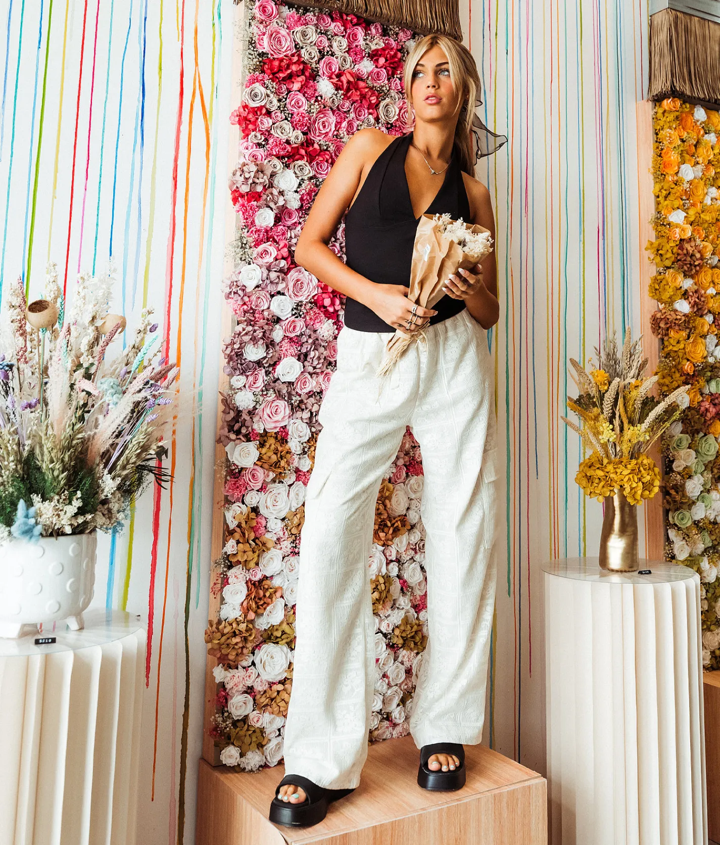 Bottoms | 33 Coastal Lace Cargo Pant Cream