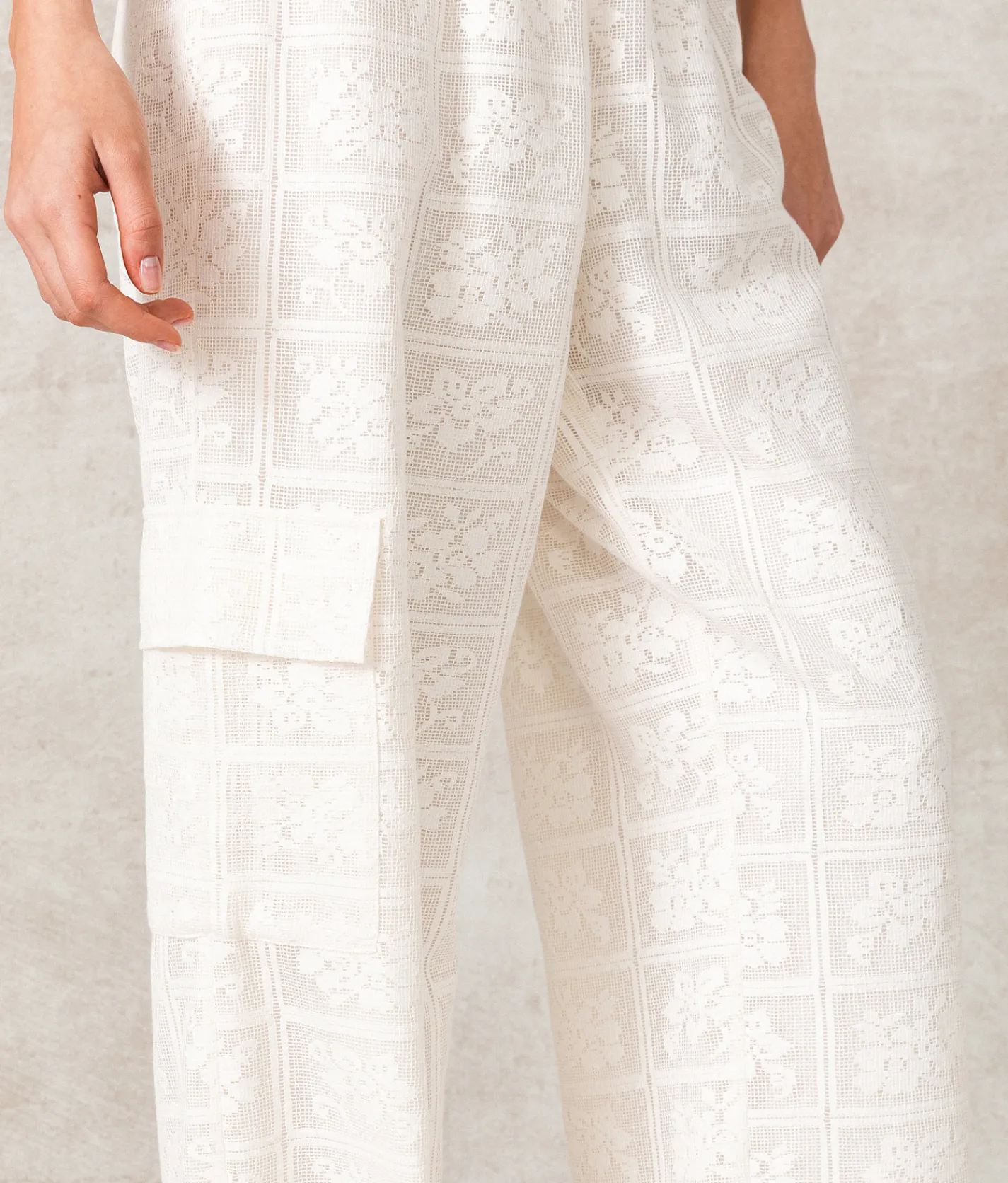 Bottoms | 33 Coastal Lace Cargo Pant Cream