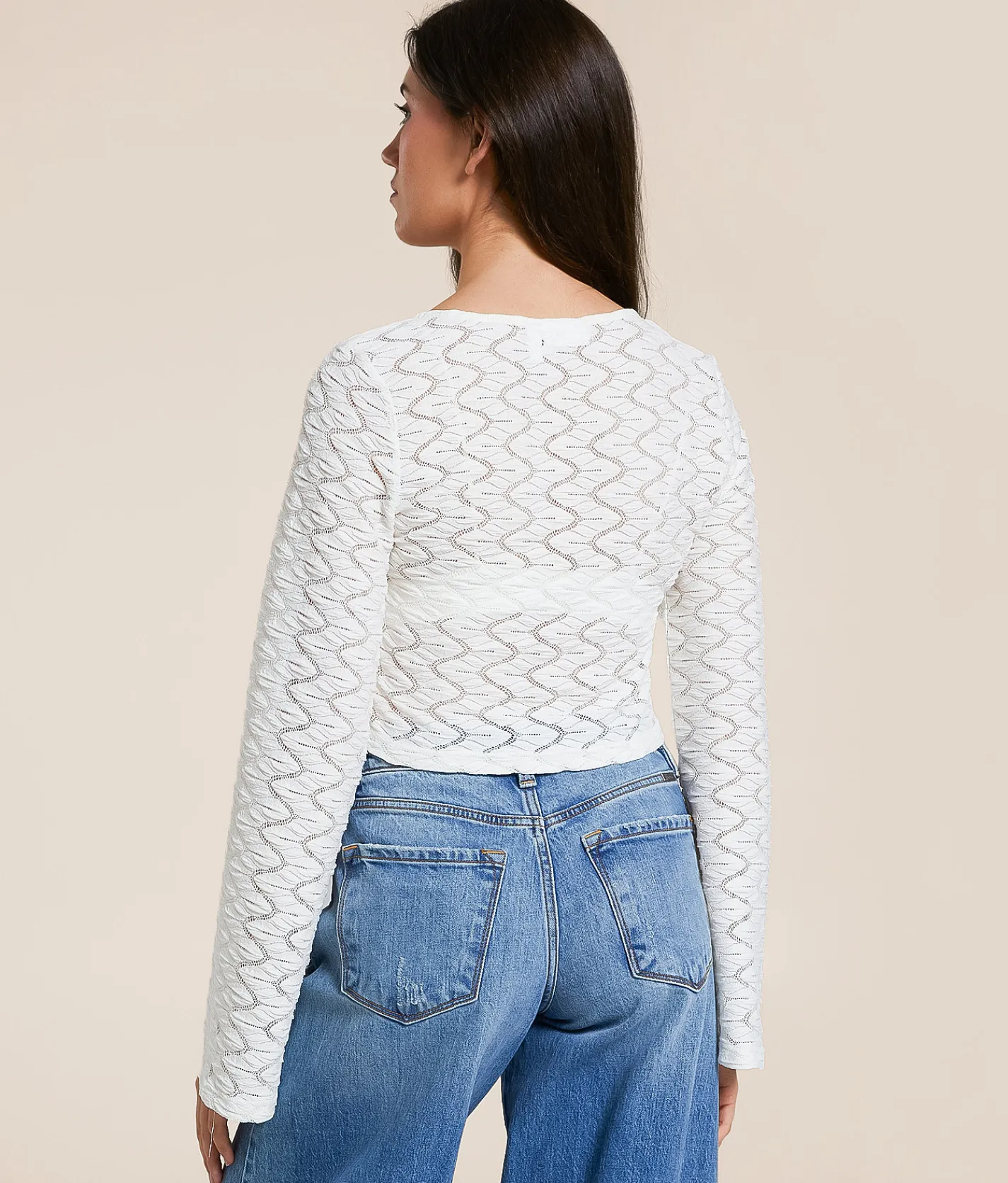 Tops | Willow & Root Lace Cinch Tie Cropped Top White