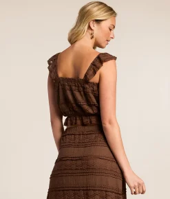 Tops | Willow & Root Lace Cropped Tank Top Taupe