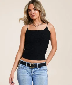 Willow & Root Lace Cropped Tank Top Brown Online