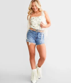 Daytrip Lace Fringe Vest Cream Outlet