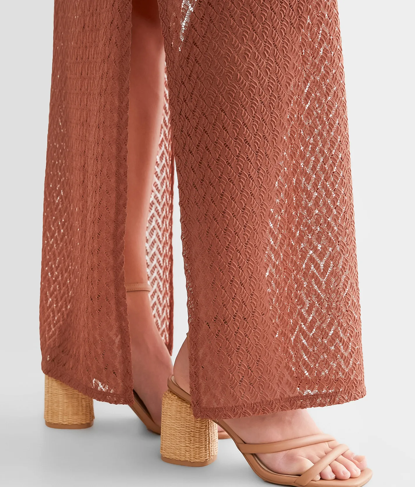 Willow & Root Lace Midi Skirt Copper Brown New