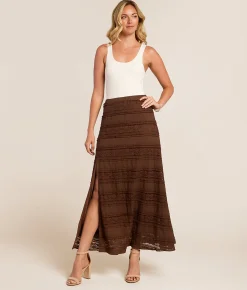 Willow & Root Lace Midi Skirt Taupe Sale