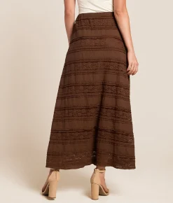 Willow & Root Lace Midi Skirt Taupe Sale