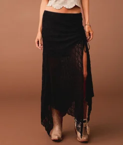 Bottoms | Sterling & Stitch Lace Midi Skirt Black