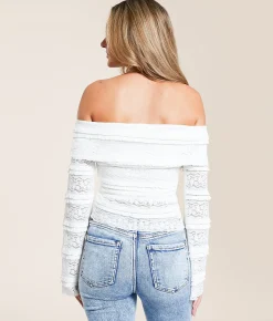 Willow & Root Lace Off The Shoulder Top White Clearance