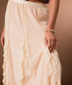 Gimmicks Lace Ruffle Maxi Skirt Lt Pink Discount