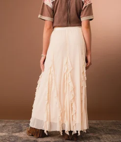 Gimmicks Lace Ruffle Maxi Skirt Lt Pink Discount