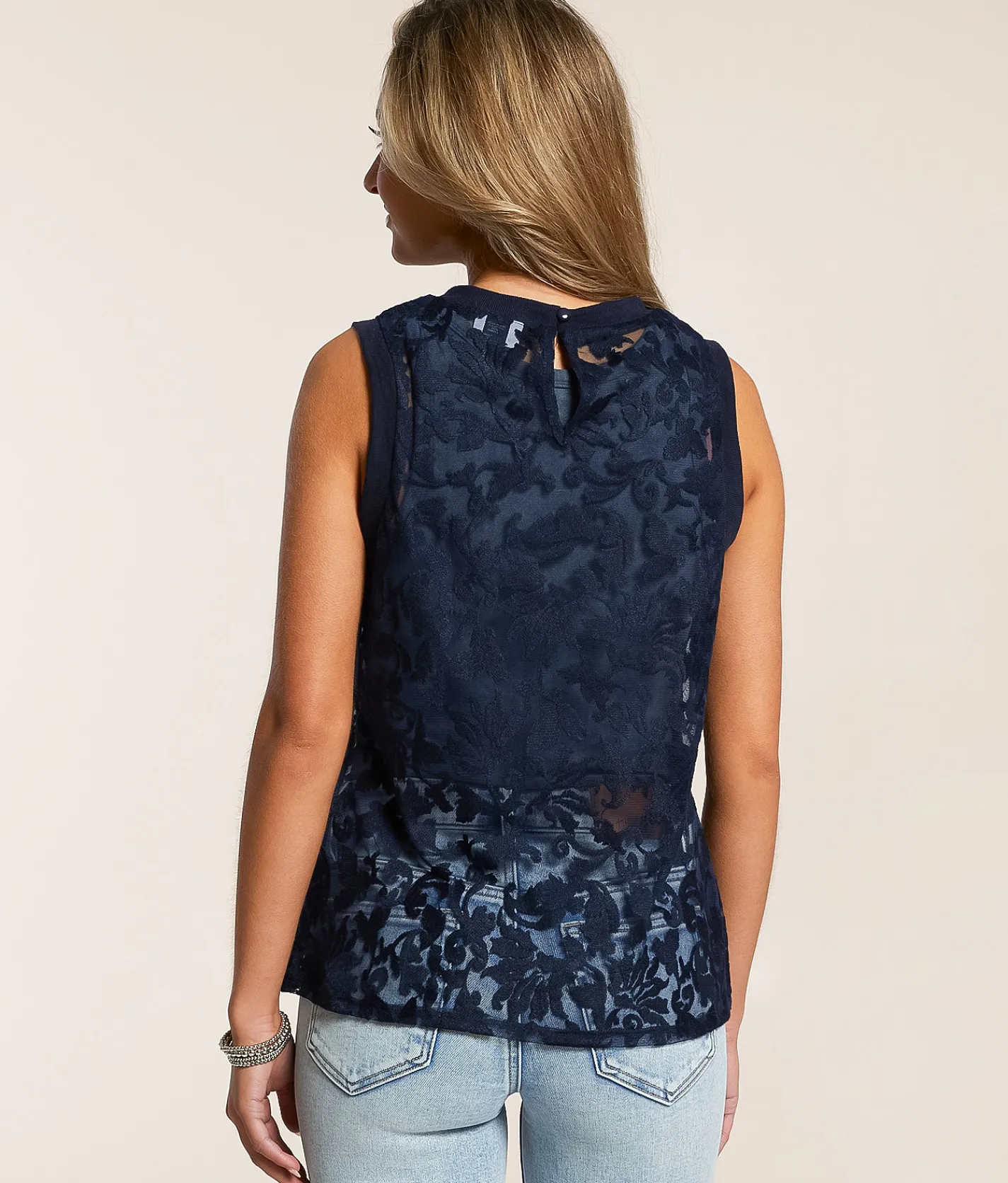 Daytrip Lace Tank Top Navy Sale