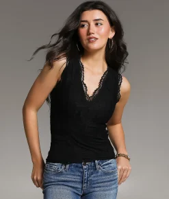 Tops | BKE core Lace Tank Top Mood Indigo