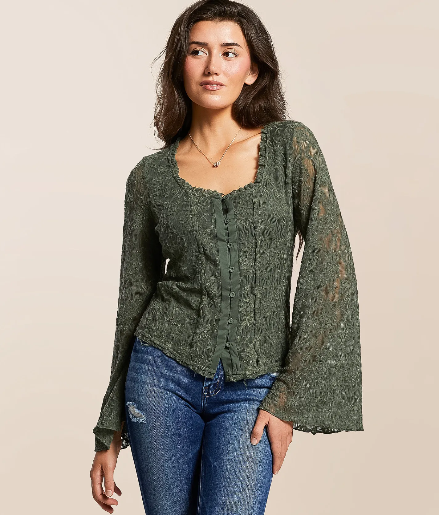 Willow & Root Lace Top Thyme New