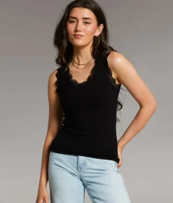 Tops | BKE core Lace Trim Tank Top Deep Taupe