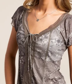 Willow & Root Lace Trim Top Black Outlet