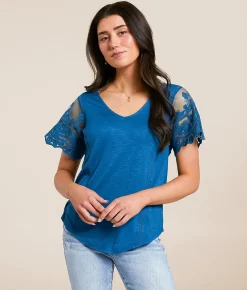 Tops | Daytrip Lace Trim Top Seagrass