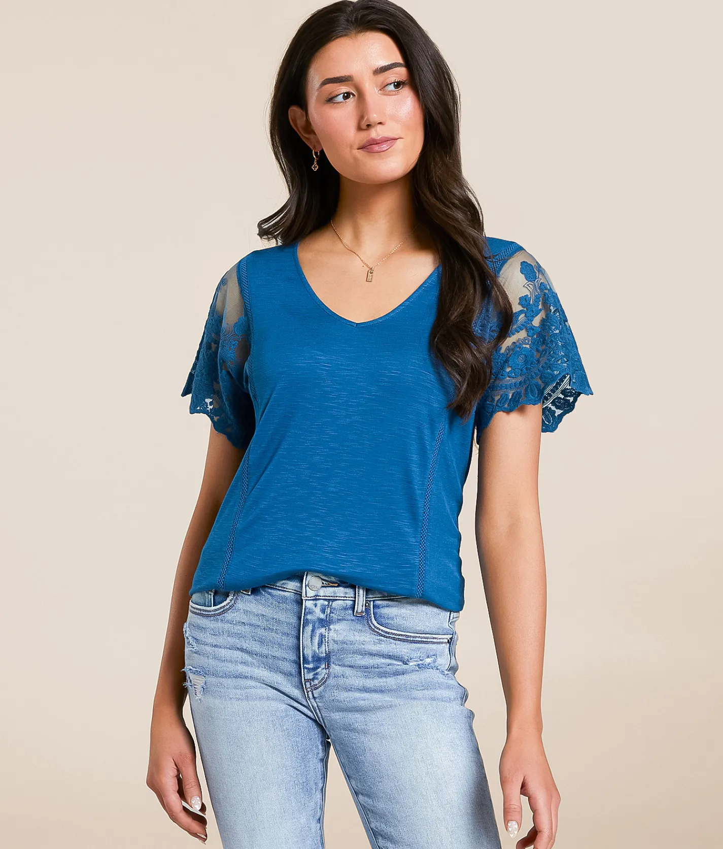 Tops | Daytrip Lace Trim Top Seagrass