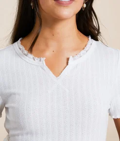 Tops | FITZ + EDDI Lace Trim Top Bright White