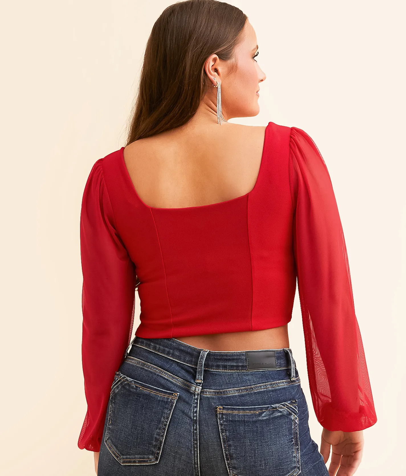 Tops | Willow & Root Lace-Up Cropped Top Red