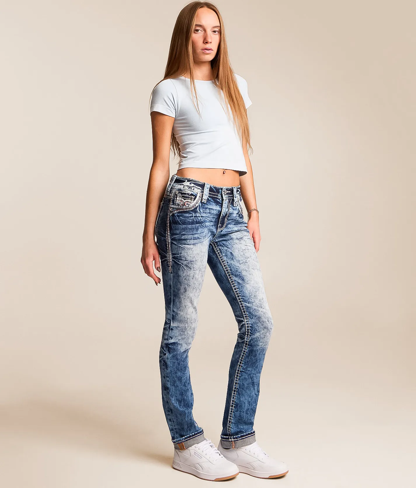Rock Revival Lainna Mid-Rise Straight Stretch Jean Lainna MJ204 Outlet