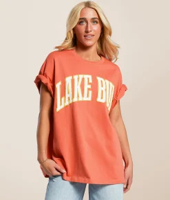 Tops | Modish Rebel Lake Bum Oversized T-Shirt Spiced Coral