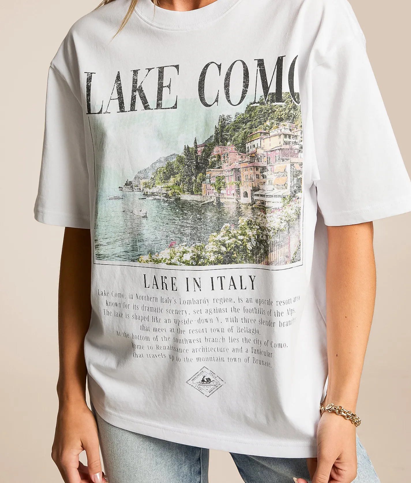 Modish Rebel Lake Como Oversized T-Shirt White Outlet