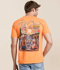 Tail Chasers Club Lake Girls T-Shirt Mock Orange Hot
