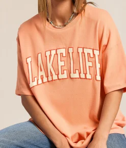 Tops | Modish Rebel Lake Life Oversized T-Shirt Peach Pink