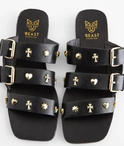 Beast Fashion Lana Studded Sandal Black