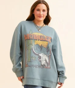 Wrangler® Landscape Oversized Pullover Goblin Blue Best
