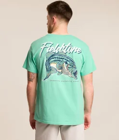 Tops|Graphic T-Shirts | Fieldstone mouth Bass T-Shirt Biscay Green