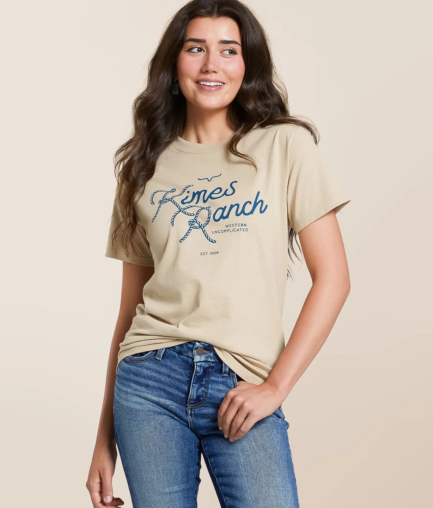 Kimes Ranch Lasso Script T-Shirt Sand New