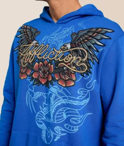 Tops | Affliction Last Smoke Hooded Sweatshirt Sapphire Blue Reactive