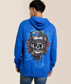 Tops | Affliction Last Smoke Hooded Sweatshirt Sapphire Blue Reactive