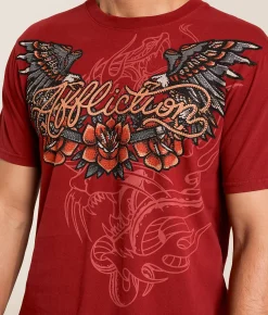 Tops|Graphic T-Shirts | Affliction Last Smoke T-Shirt Syrah