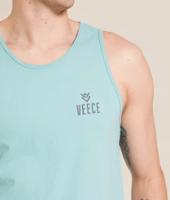 Tops | Veece Layered Columns Tank Top Aqua Sky