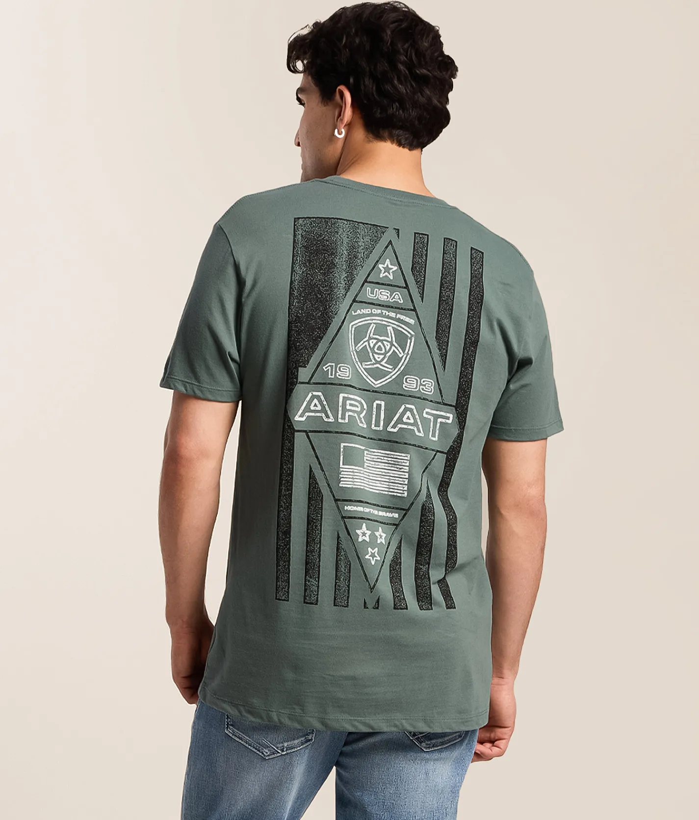 Tops|Graphic T-Shirts | Ariat Layered Patriot Stamp T-Shirt Balsam Green