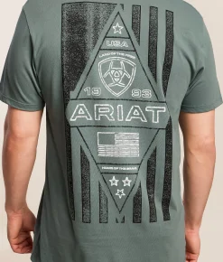 Tops|Graphic T-Shirts | Ariat Layered Patriot Stamp T-Shirt Balsam Green