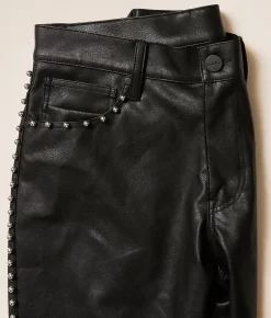 Smoke Rise Lazy Stacked Faux Leather Jean Black Clearance