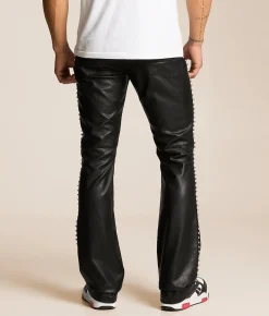 Smoke Rise Lazy Stacked Faux Leather Jean Black Clearance
